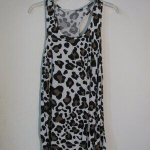 * 12PM by Mon Ami Racerback Top Fits Medium Animal Print Brown White